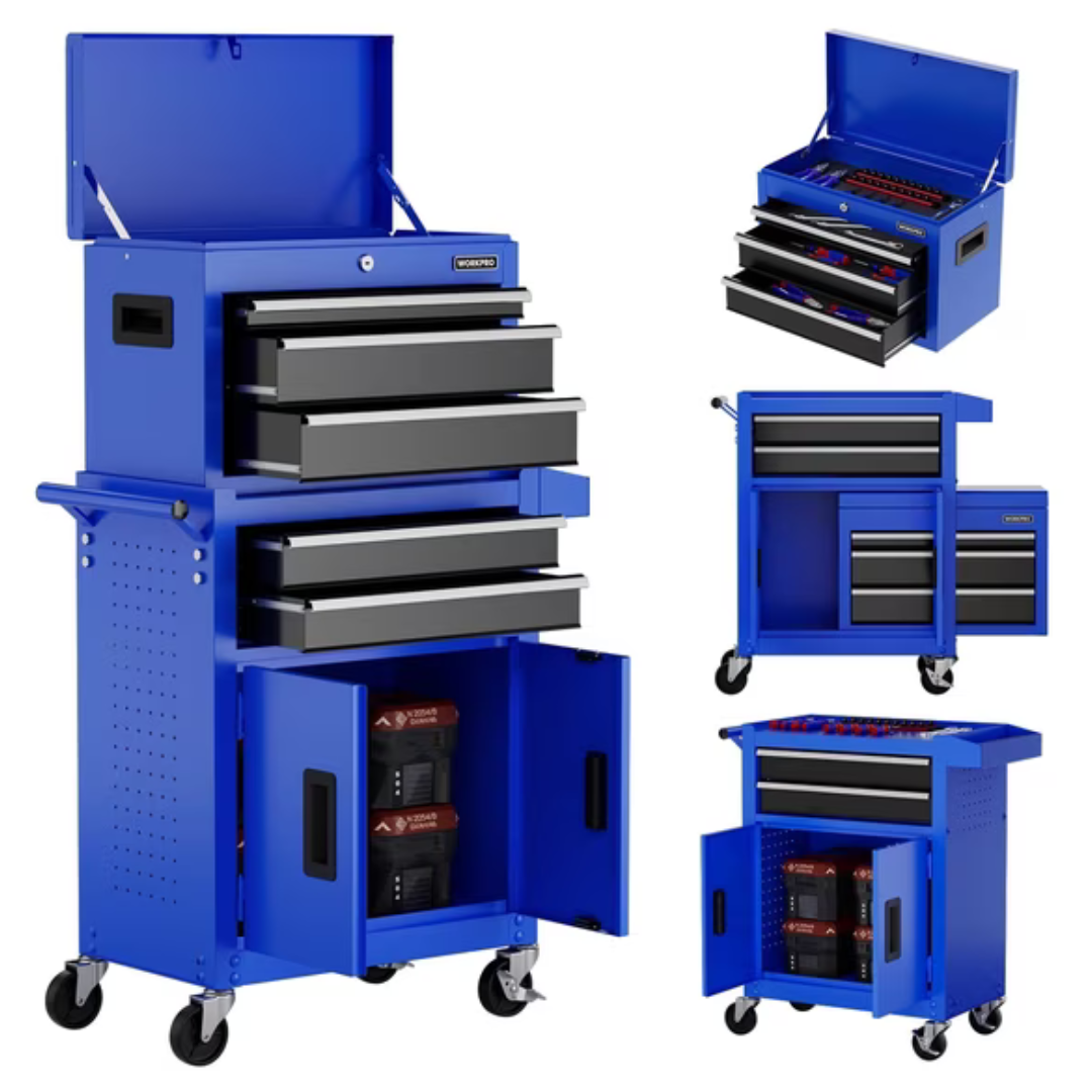 WorkPro 20" 5-Drawer Rolling Tool Chest (Blue)