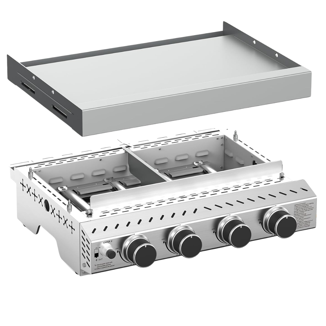 Cowsar Portable 4-Burner 32000 BTU Propane Stainless Steel BBQ Grill