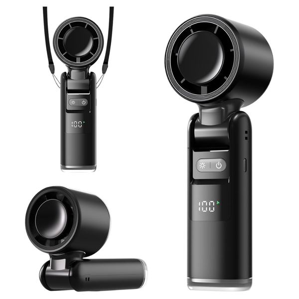Lerat 3-in-1 Portable Handheld Turbo Fan W/LED Display & Flashlight (2 Colors)