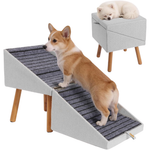 2-in-1 Ziluce 17.13" XL Wooden Foldable Dog Ramp & Ottoman (Light Grey)