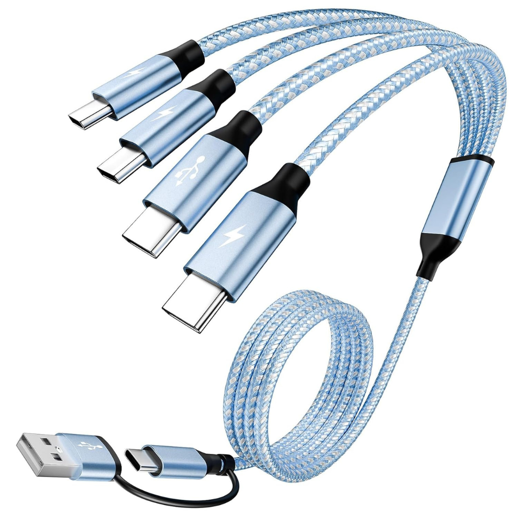 5' MPATIBY 4-in-2 Multi Charging Cable W/ Dual USB-A & USB-C Inputs (Various)