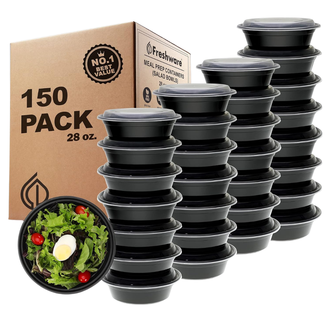 150-Pack 28 oz Freshware Meal Prep Bowl Containers