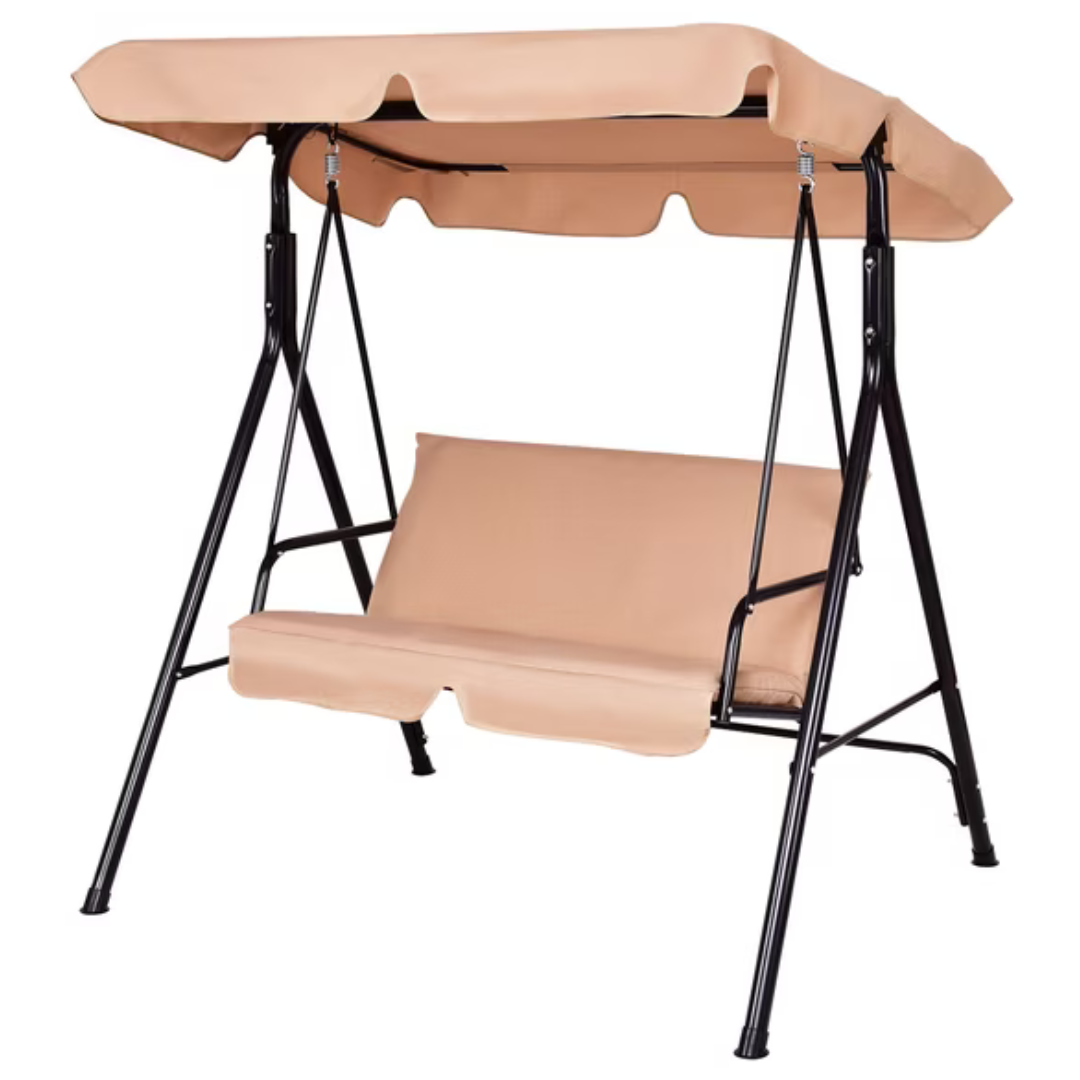 Costway Loveseat Patio Canopy Swing With Cushions & Steel Frame
