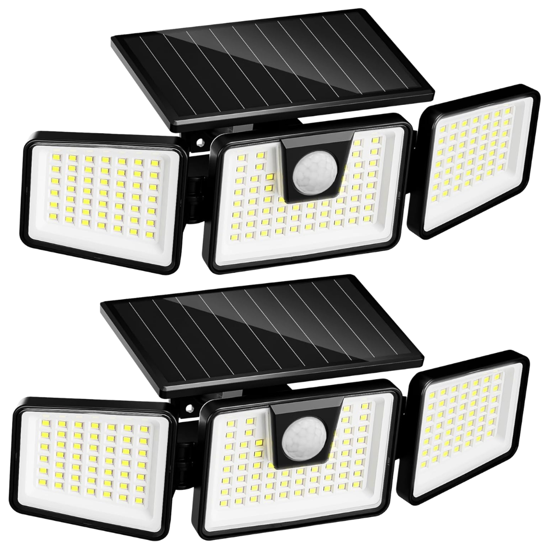 2-Pack IP65 Waterproof 156 LED Motion Sensor Solar Lights