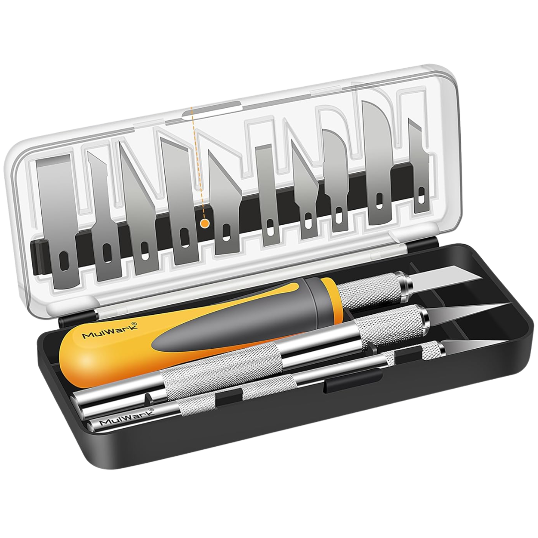 16-Piece MulWark Precision Craft Hobby Exacto Knife Set Kit