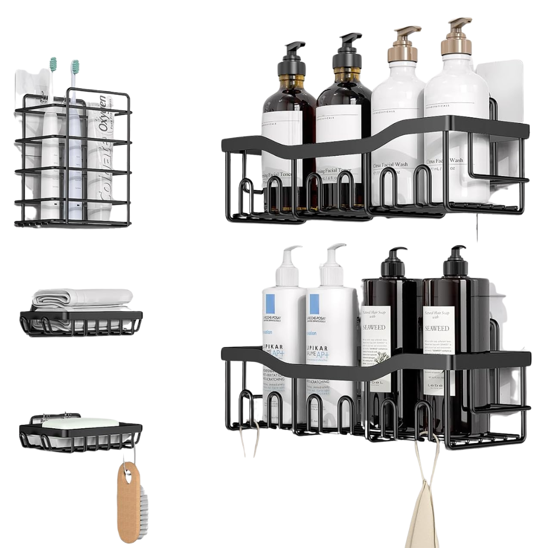 5-Pack Eudele Rustproof Stainless Steel Shower Caddy Organizers (Black)