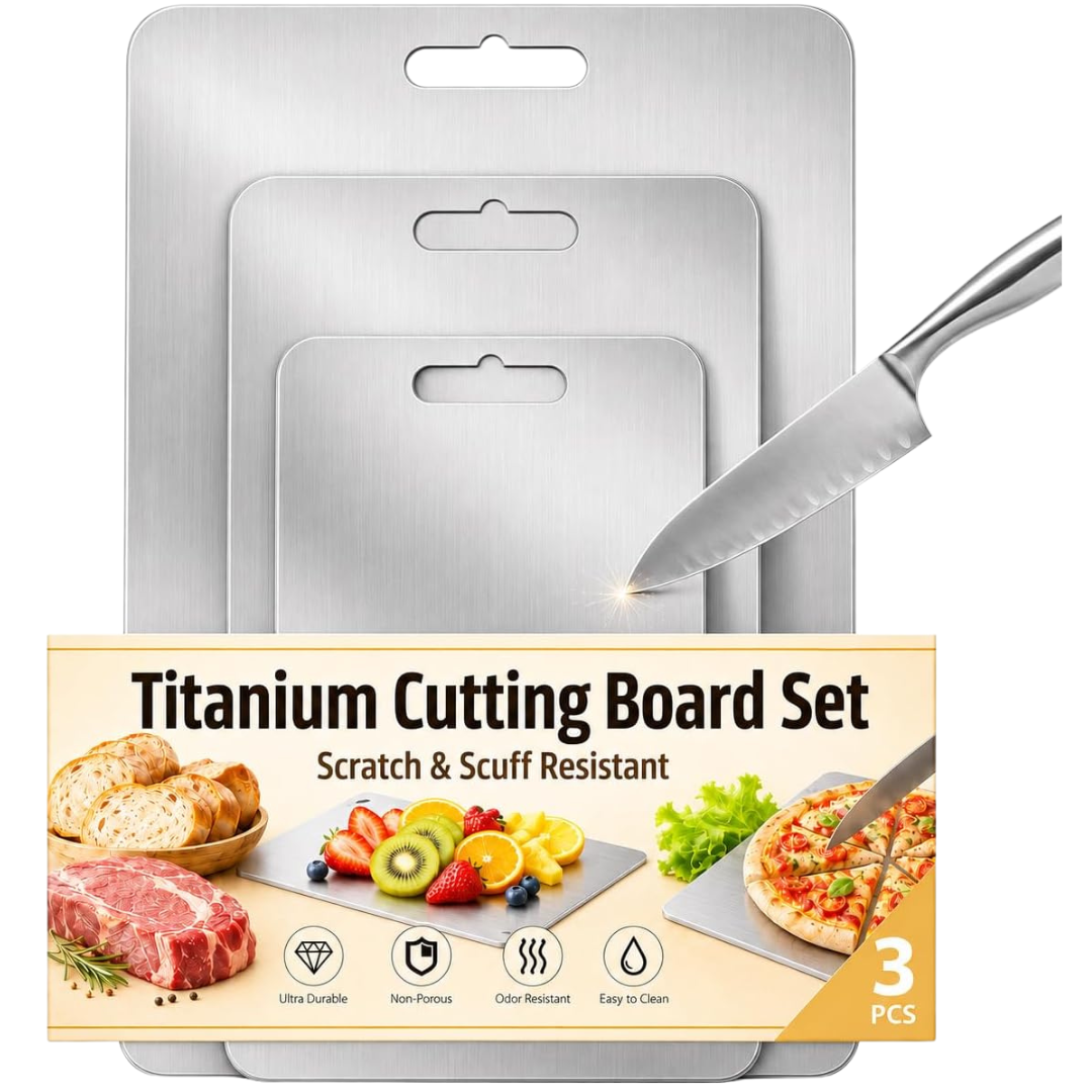 3-Pack SGS Tested 1.2mm Thick Titanium Cutting Board Set