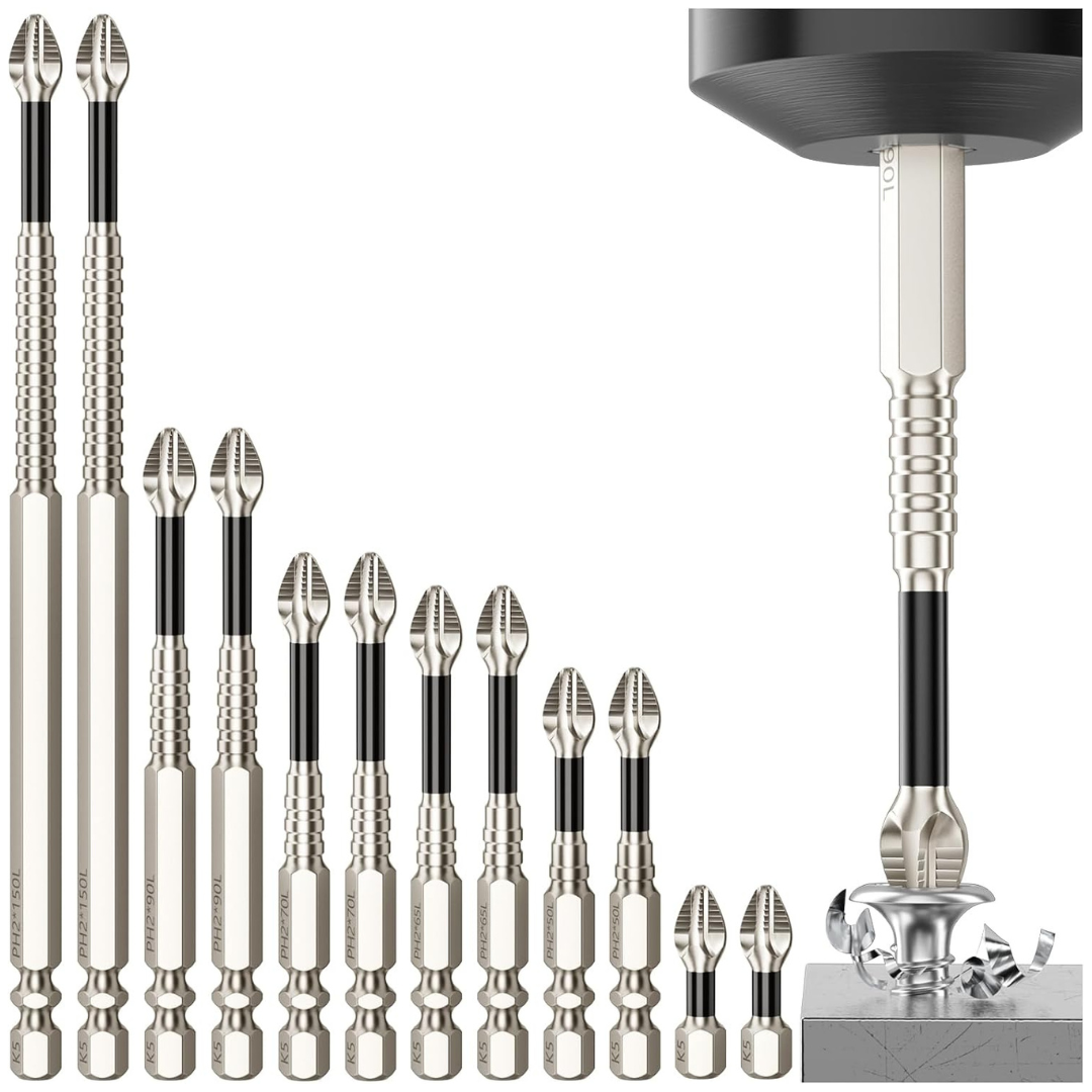 12-Piece HJKLIUT Magnetic Phillips Impact Driver Bit Set