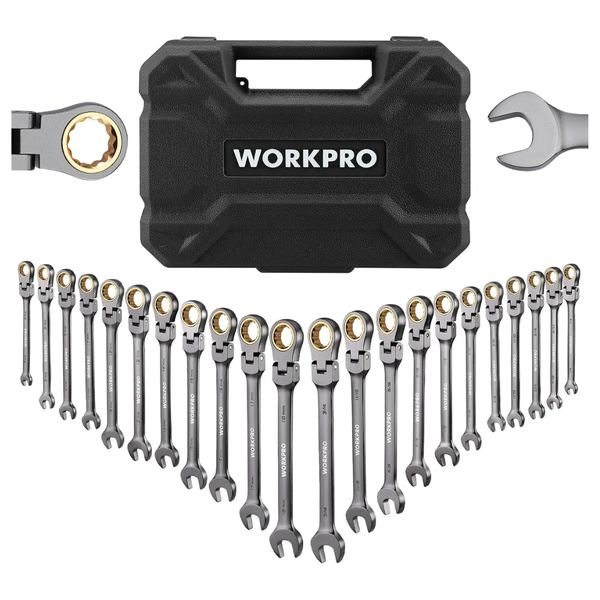 22-Piece WorkPro SAE / Metric 72-Teeth Flex-Head Ratcheting Wrench Set