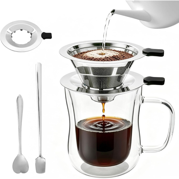 Pour Over 2-in-1 Coffee Maker with Glass Cup