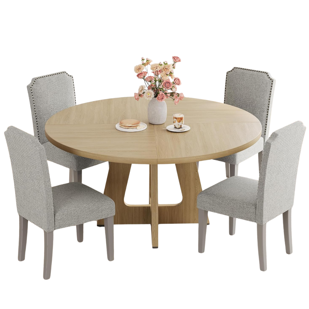 47" Round Kitchen Dining Table With Cross Pedestal Base (No Chairs)
