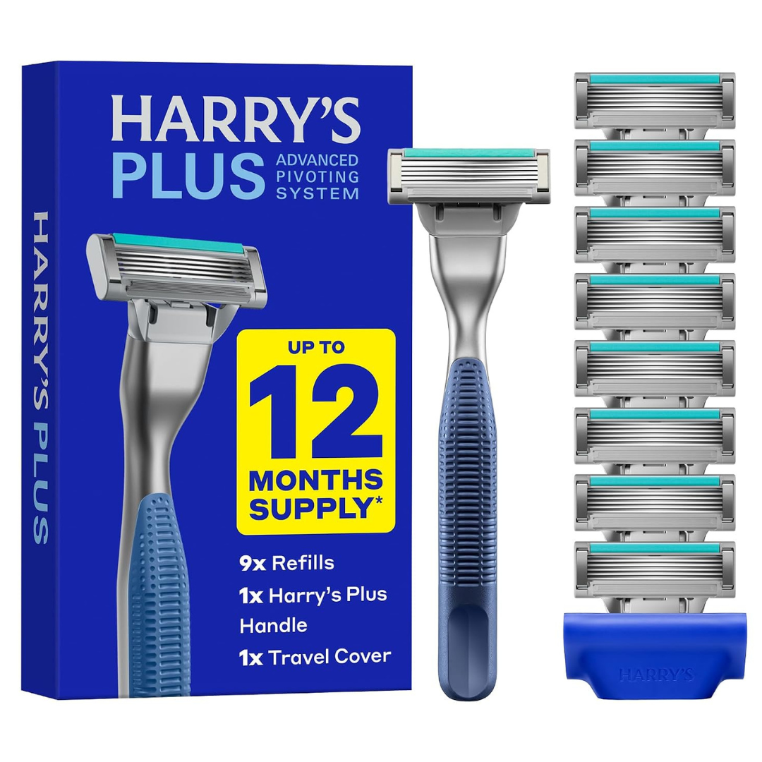 Harry's Plus Men's Razor Set W/ Tide Handle & 9 Blade Refill Cartridges