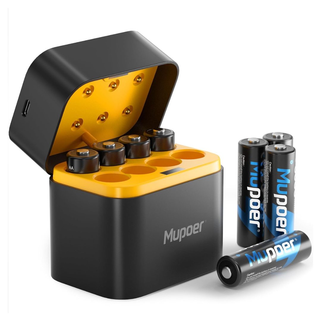 8-Pack Mupoer 1.5V 3000mWh Rechargeable AA Lithium Batteries