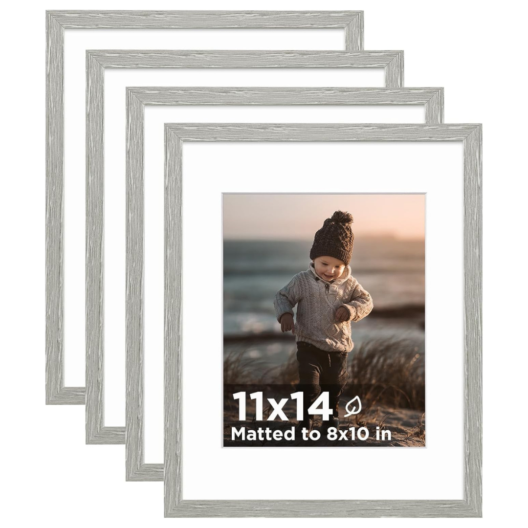 4-Pack 11'' X 14'' Wooden Picture Frames With Plexiglass