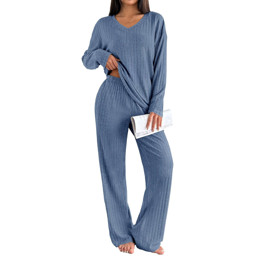 2-Piece Ekouaer Women's Ribbed Lounge Set