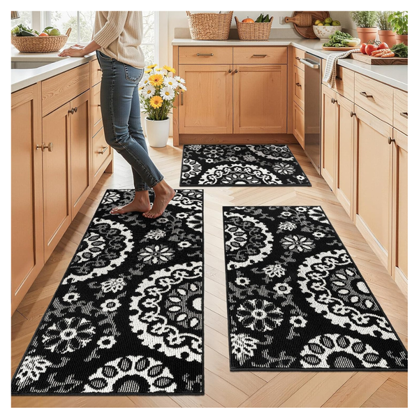 3-Piece Yamaziot Non-Slip Washable Kitchen Rug Set