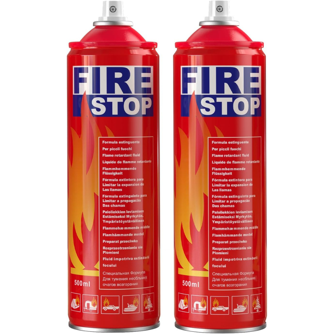 2-Pack AmzBoom 8-in-1 Aerosol Spray Fire Extinguisher W/ Mounting Bracket