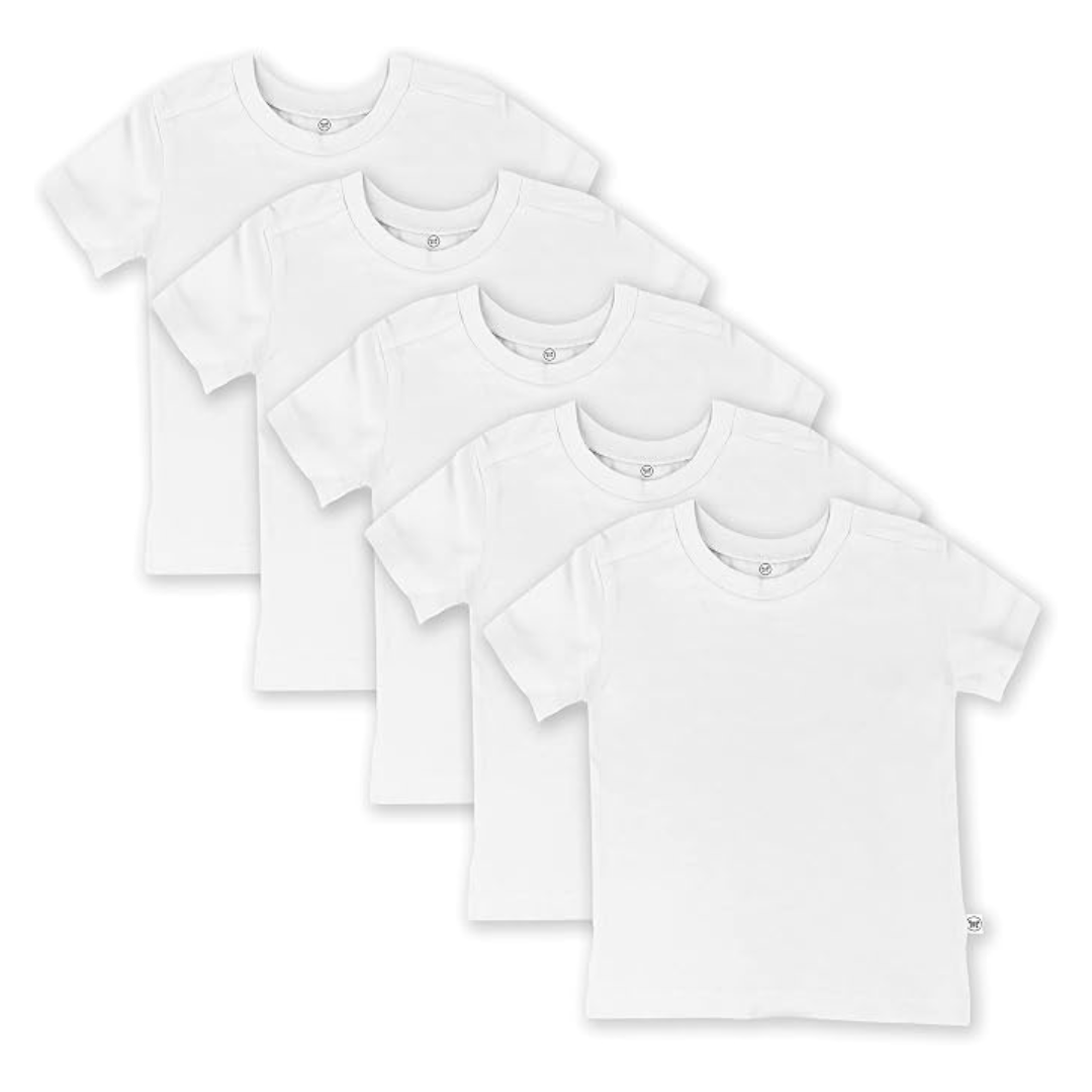 5-Pack HonestBaby Unisex Baby Cotton Short Sleeve T-Shirts