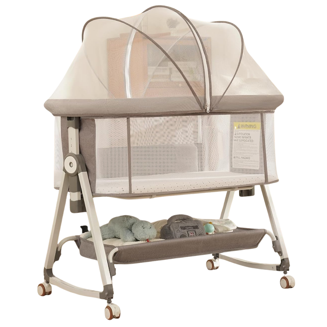 Koloio 6-Adjustable Height Newborn Baby Bassinet (Grey)