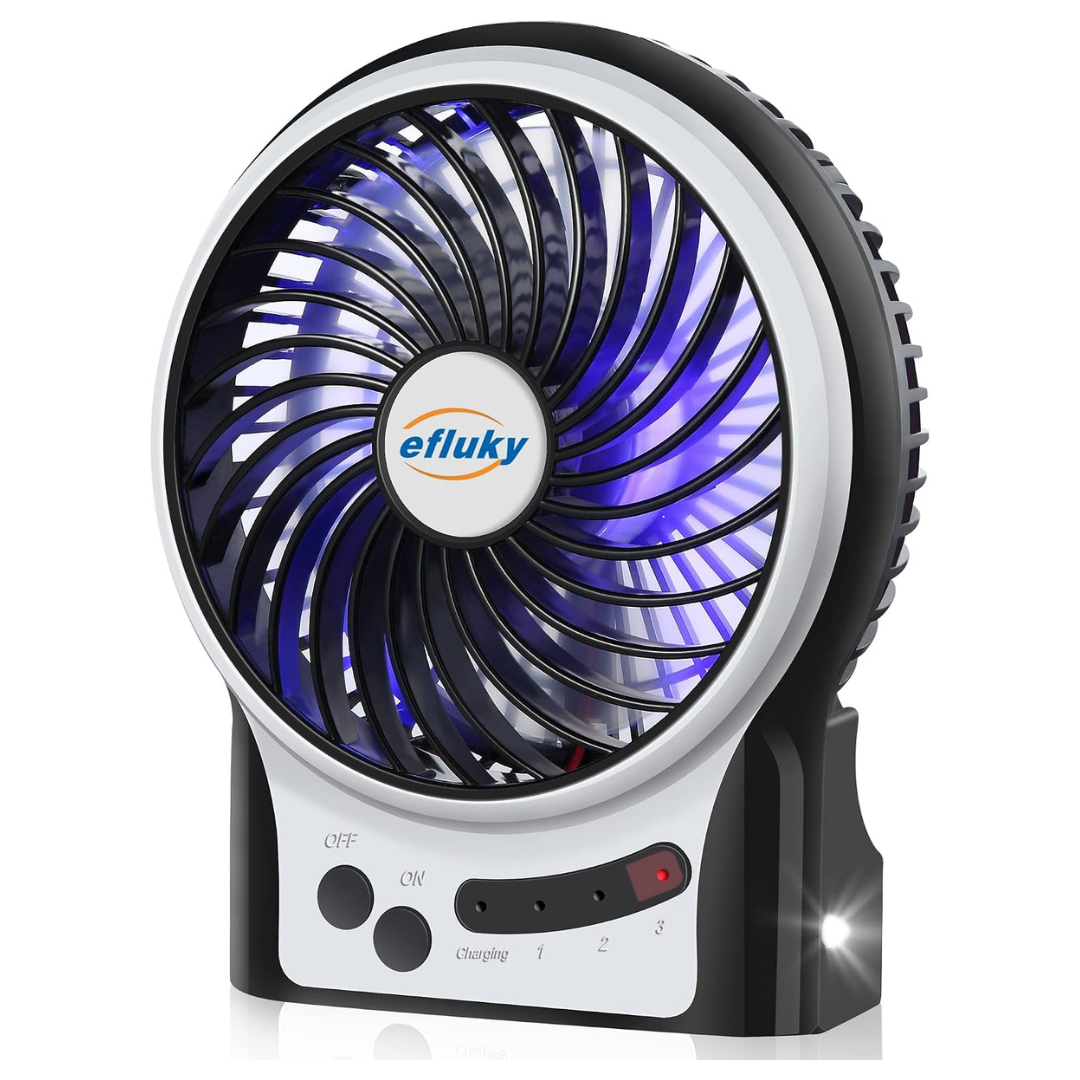 Efluky 4.9" Rechargeable Mini Fan With LED Light