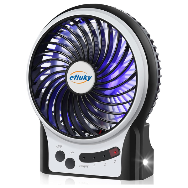 Efluky 4.9" Rechargeable Mini Fan With LED Light