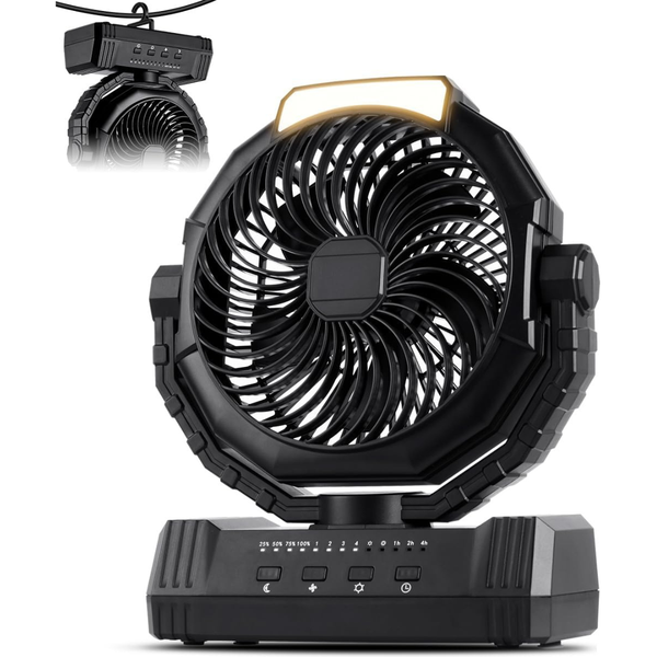 KopBeau 20000mAh Portable Battery Operated Camping Fan W/ LED Light