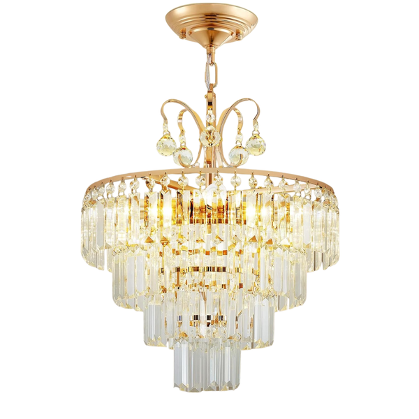 20'' 4-Light 4-Tier Semi-Flush Gold Crystal Chandeliers