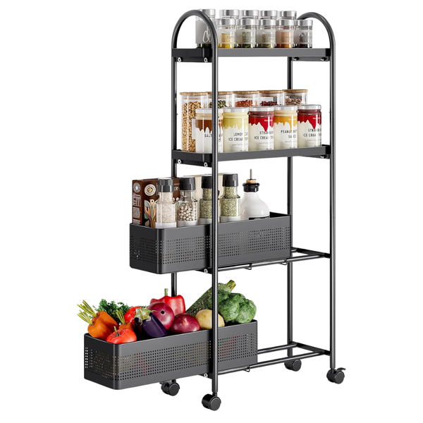 Kingrack 4 Tier Slim Rolling Cart W/ Drawer