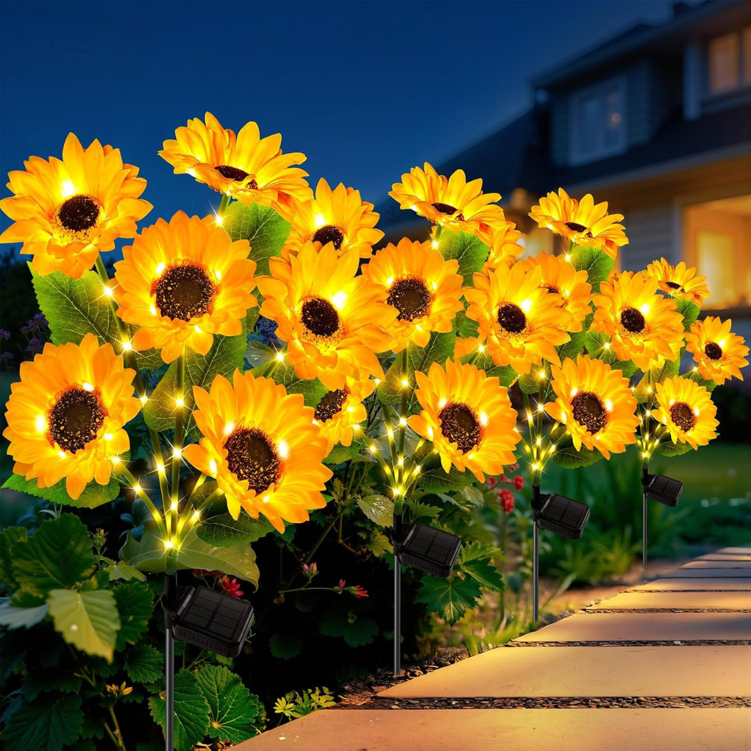 4-Pack 6-Head LETMY Sunflower Outdoor Solar Lights (24 Total)