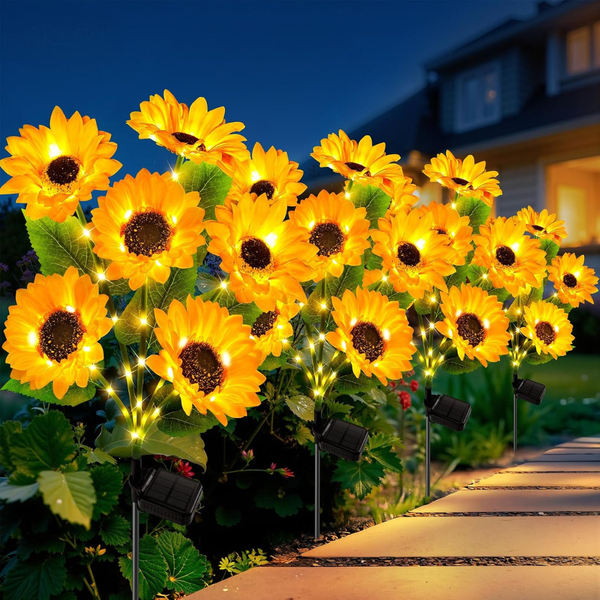 4-Pack 6-Head LETMY Sunflower Outdoor Solar Lights (24 Total)