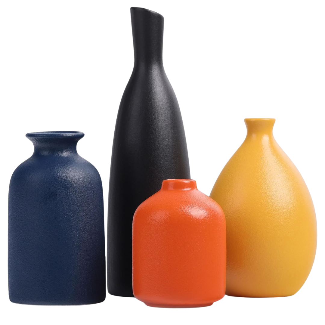 4-Pack Colorful Ceramic Bud Vase Set
