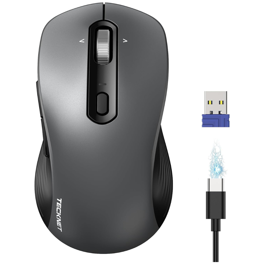 TECKNET Rechargeable Wireless Bluetooth Mouse With 4-Way Wheel
