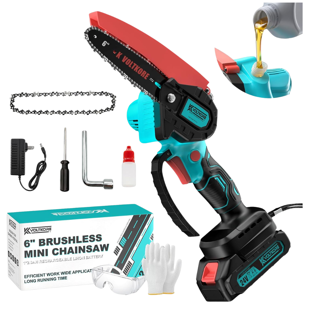 6" K VOLTKORE Handheld Brushless Cordless Mini Chainsaw