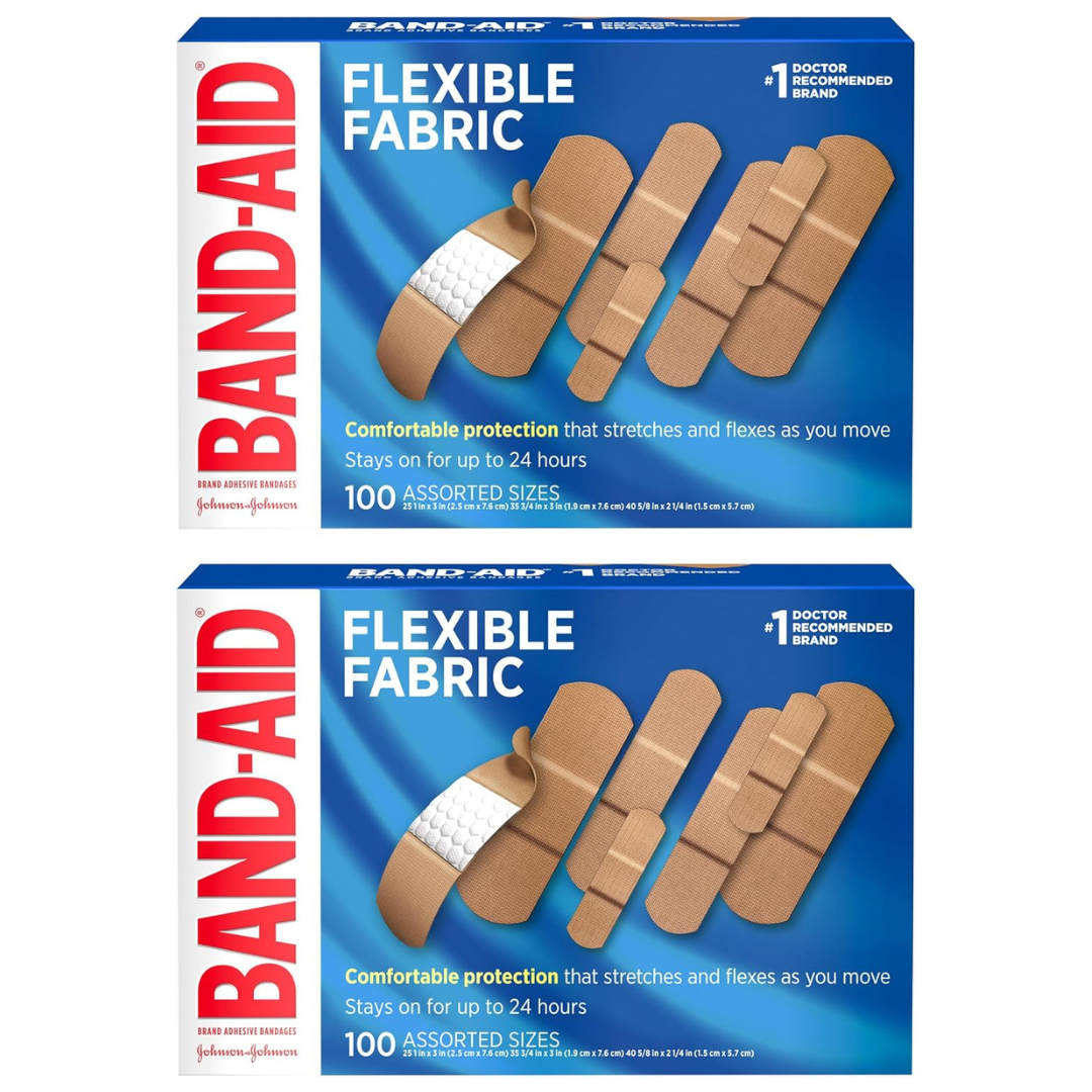 2-Pack Of 100-Count Band-Aid Brand Flexible Fabric Adhesive Bandages