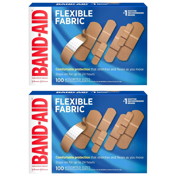 2-Pack Of 100-Count Band-Aid Brand Flexible Fabric Adhesive Bandages