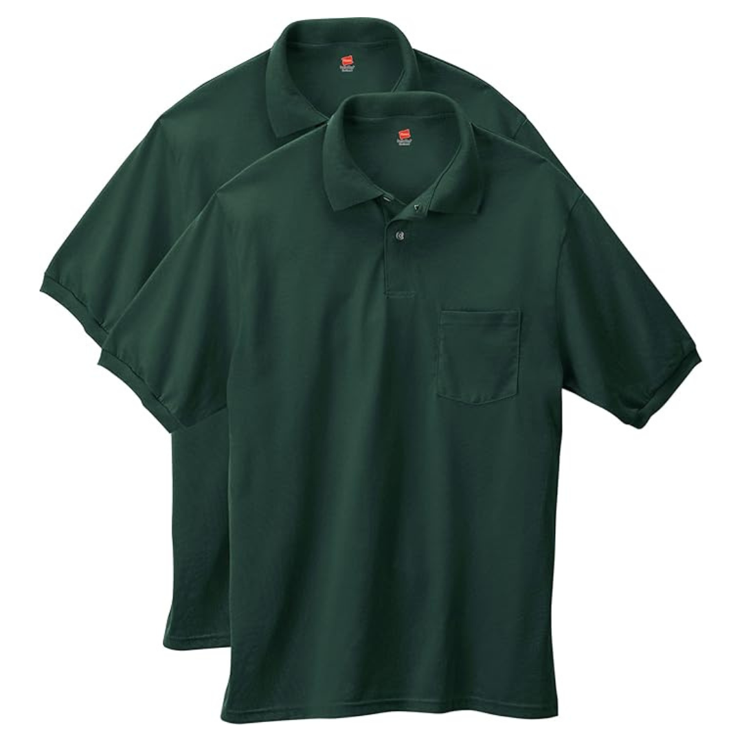 2-Pack Hanes Men's Short-Sleeve Jersey Pocket Polo (Various Colors)