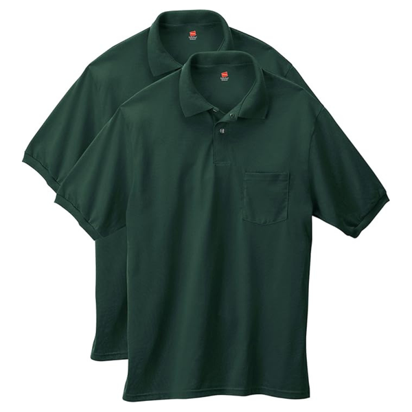 2-Pack Hanes Men's Short-Sleeve Jersey Pocket Polo (Various Colors)