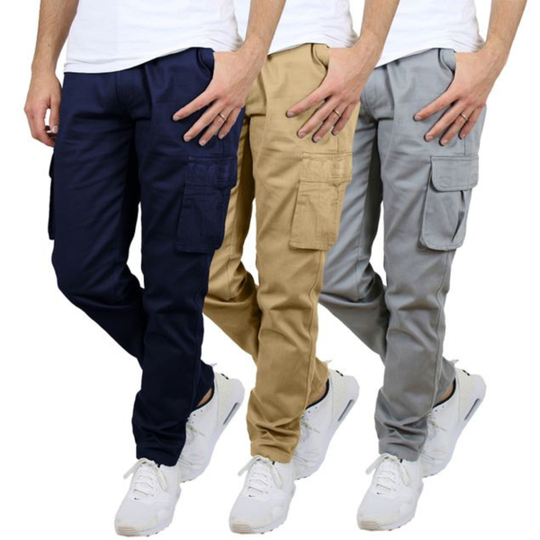 3-Pack Men's Flex-Stretch Cotton Cargo Pants