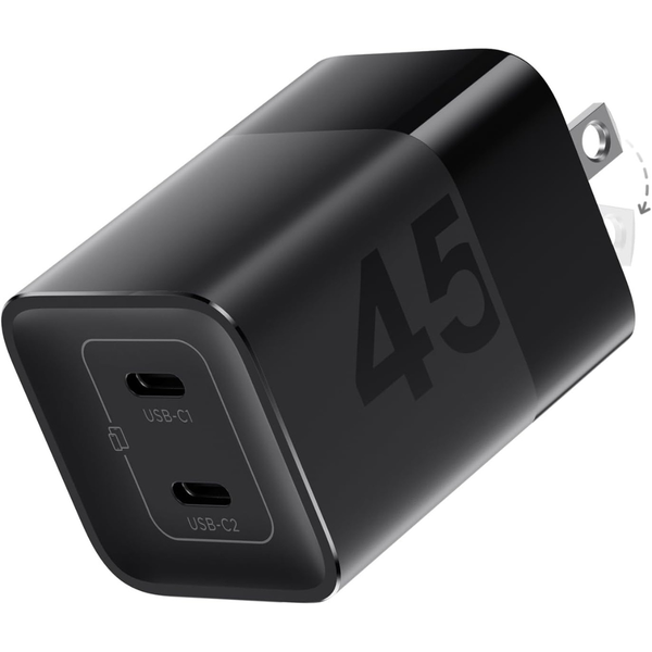 45W Wegear 2-Port USB-C GaN Fast Charging Foldable Wall Charger (2 Colors)