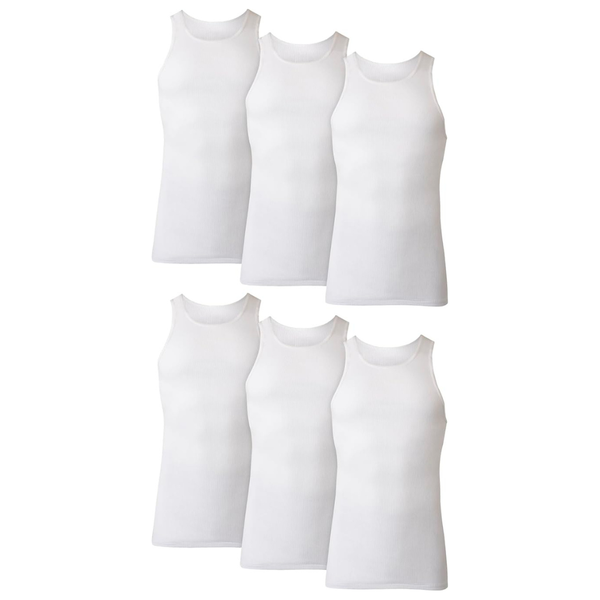 6-Pack Hanes Men's Moisture-Wicking Ribbed Cotton Tank Undershirts