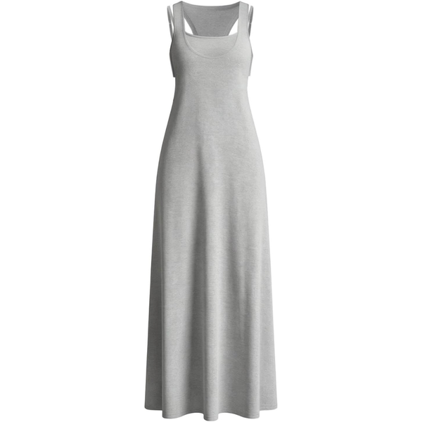 Women's Built in Bra Square Neck Sleeveless Long Dress (3 Colors)