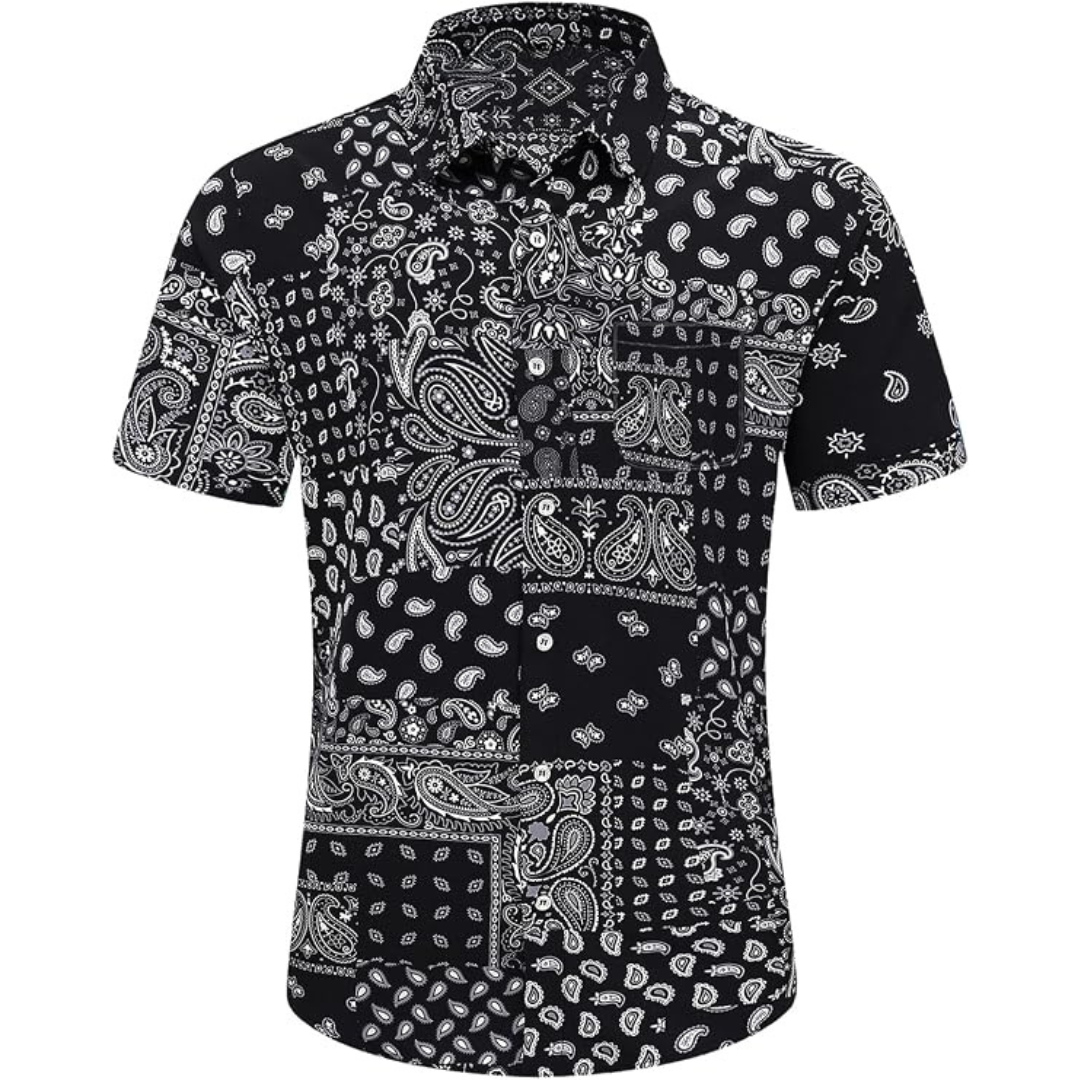 Men's Hawaiian Palm Button Down Short Sleeve Shirts (Various)