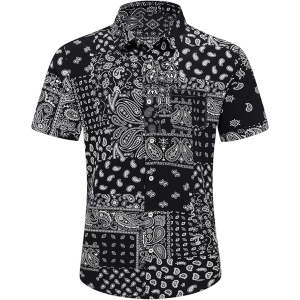 Men's Hawaiian Palm Button Down Short Sleeve Shirts (Various)