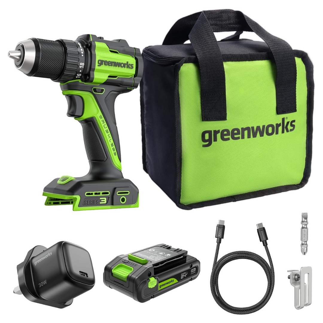Greenworks 24V 1/2 In. Cordless Brushless 400 In-lbs Drill/Driver