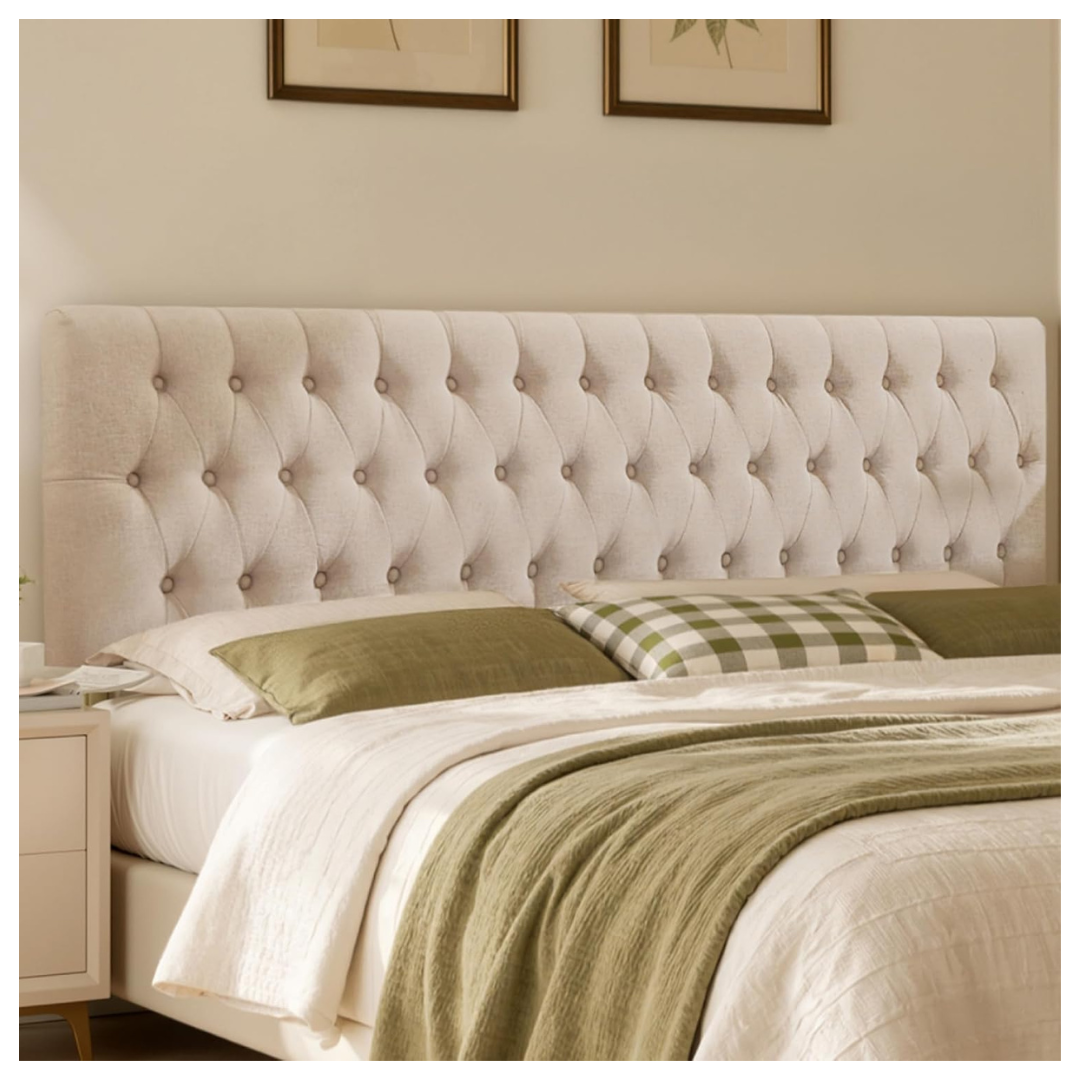 Modern Tufted Upholstered Queen Size Bed Headboard