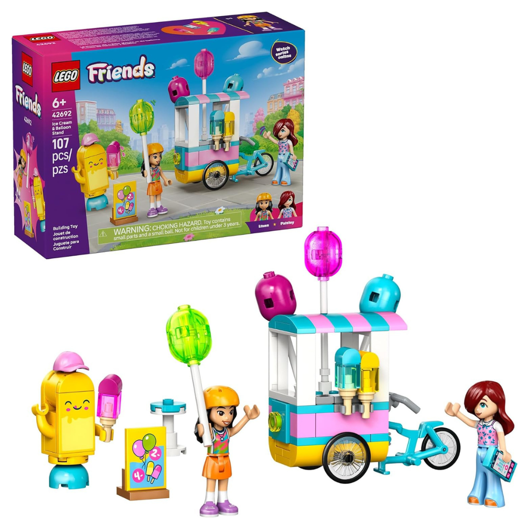 107-Piece LEGO Friends Ice Cream & Balloon Stand Building Toy (42692)