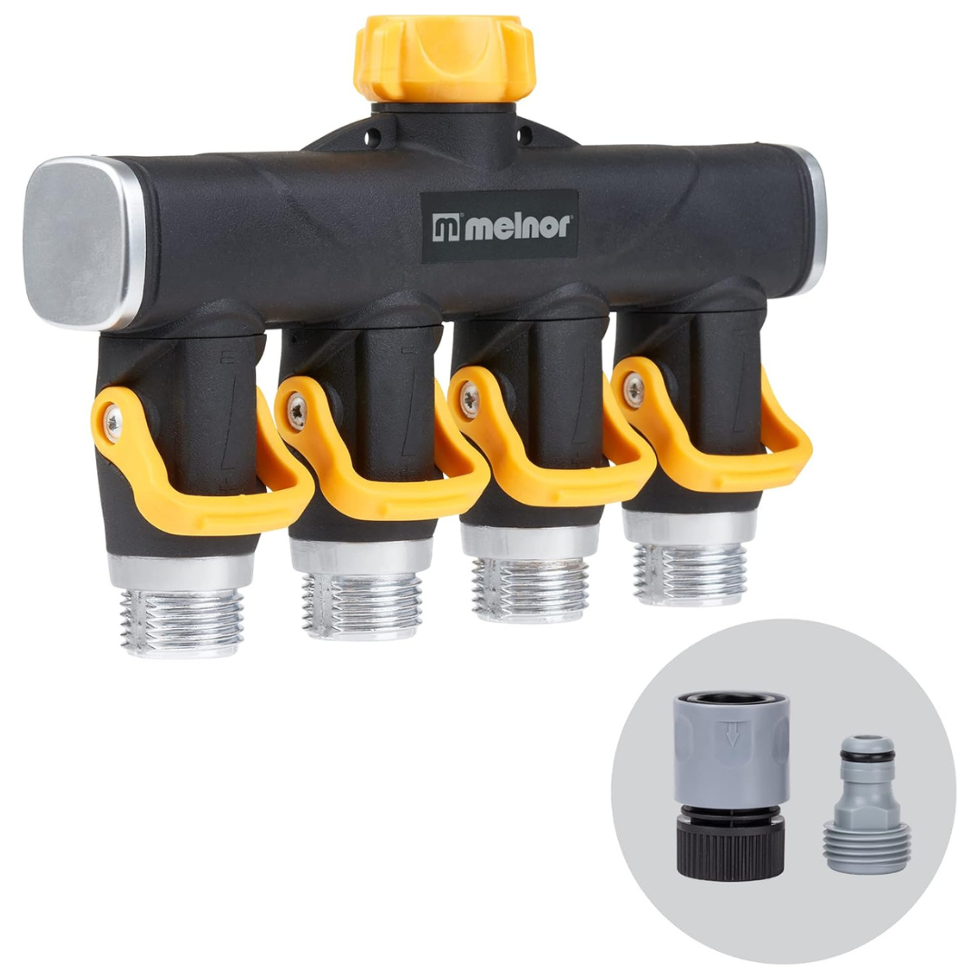 Melnor 4-Way Lever Flow Through Valve Connector Bundle