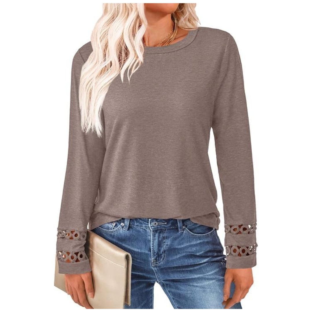 Women's Long Sleeve Crewneck Loose Fit Blouse (Various)