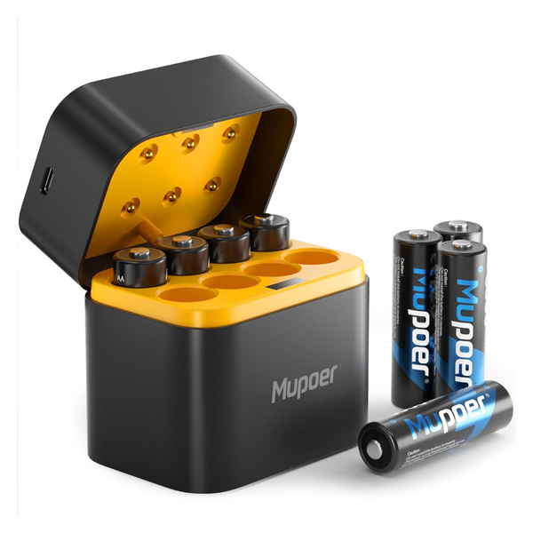 8-Pack Mupoer 1.5V 3000mWh Rechargeable AA Lithium Batteries W/Charger