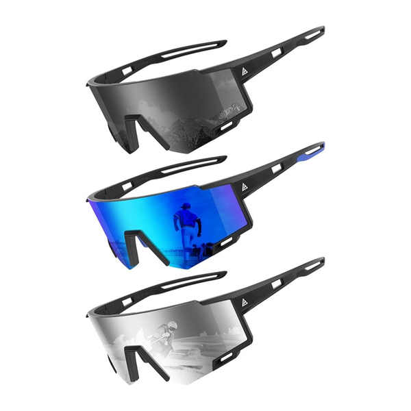 3-Pack Unisex UV400 Polarized Sports Sunglasses